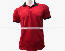 Áo thun đồng phục doanh nghiệp cao cấp – đỏ phối viền đen