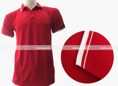 Áo đồng phục cao cấp – đỏ 2 sọc trắng
