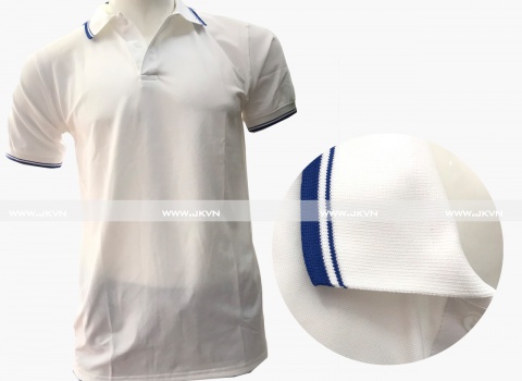 Áo thun đồng phục công sở – trắng 2 sọc bích